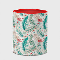 Кружка 3D Бохо паттерн в мятных тонах, цвет: 3D-белый + красный — фото 2