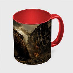 Кружка 3D Русский медведь в стиле СССР, цвет: 3D-белый + красный