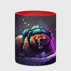 Кружка 3D Злой русский медведь в лесу, цвет: 3D-белый + красный — фото 2