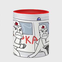 Кружка 3D Дурка мем скорая, цвет: 3D-белый + красный — фото 2