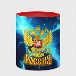 Кружка 3D Россия герб на синих молниях, цвет: 3D-белый + красный — фото 2