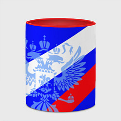 Кружка 3D Герб России на фоне триколора синий, цвет: 3D-белый + красный — фото 2