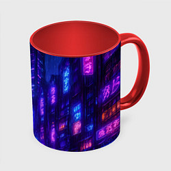 Кружка 3D Одинокий город неона, цвет: 3D-белый + красный