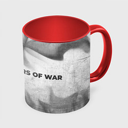 Кружка 3D Gears of War - white gradient по-горизонтали, цвет: 3D-белый + красный