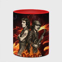 Кружка 3D ACDC на фоне огня, цвет: 3D-белый + красный — фото 2