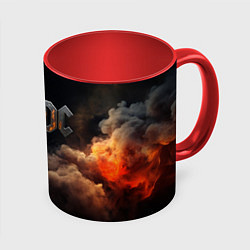 Кружка 3D ACDC металлический лого, цвет: 3D-белый + красный