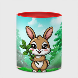 Кружка 3D Зайчик с мятой, цвет: 3D-белый + красный — фото 2