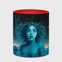 Кружка 3D Билли Айлиш из волн, цвет: 3D-белый + красный — фото 2