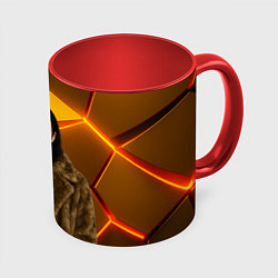 Кружка 3D Bones с цепью в шубе, цвет: 3D-белый + красный