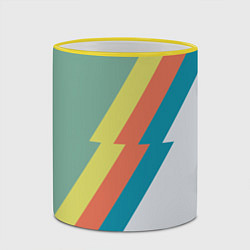 Кружка 3D Рок молния Боуи весенняя палитра, цвет: 3D-желтый кант — фото 2