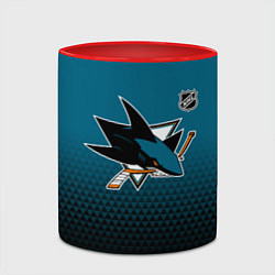 Кружка 3D Сан Хосе Шаркс - геометрический градиент, цвет: 3D-белый + красный — фото 2
