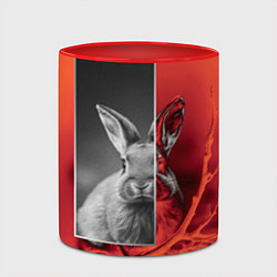 Кружка 3D Хмурый кролик, цвет: 3D-белый + красный — фото 2