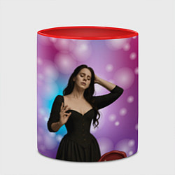 Кружка 3D Lana Del Rey закрыла глаза, цвет: 3D-белый + красный — фото 2