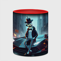 Кружка 3D Бендер счастливый владелец Ламборджини, цвет: 3D-белый + красный — фото 2