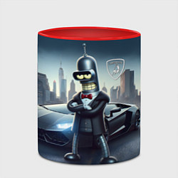 Кружка 3D Крутой Бендер рядом с Ламборджини, цвет: 3D-белый + красный — фото 2