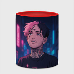 Кружка 3D LiL Peep - Неоновый аниме арт, цвет: 3D-белый + красный — фото 2