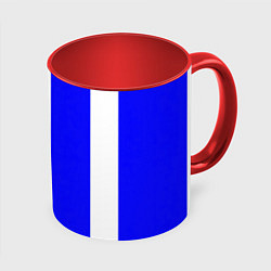 Кружка 3D Color white blue line, цвет: 3D-белый + красный