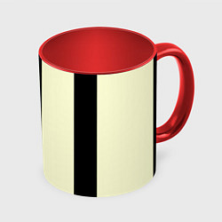Кружка 3D Color black beige line, цвет: 3D-белый + красный