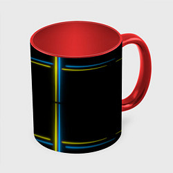 Кружка 3D Neon yellow blue, цвет: 3D-белый + красный