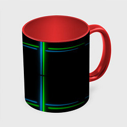 Кружка 3D Neon green light blue, цвет: 3D-белый + красный