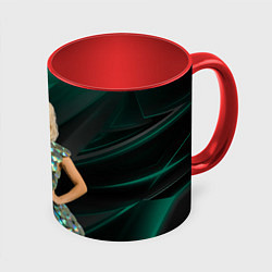 Кружка 3D Леди Гага в платье из дисков, цвет: 3D-белый + красный