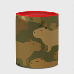 Кружка 3D Капибара - камуфляж, цвет: 3D-белый + красный — фото 2
