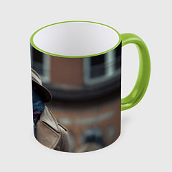 Кружка цветная Голубь шпион с ретро фотокамерой