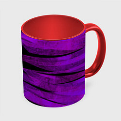Кружка 3D Color purple black stripes, цвет: 3D-белый + красный