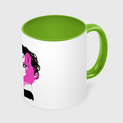 Кружка 3D Розовая девочка, цвет: 3D-белый + светло-зеленый