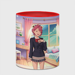 Кружка 3D Дандадан Сиратори Айра смущается, цвет: 3D-белый + красный — фото 2