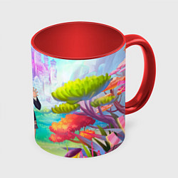 Кружка 3D Дандадан Сиратори Айра держит мороженое, цвет: 3D-белый + красный