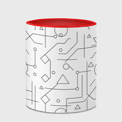 Кружка 3D Техно-Геометрия на белое, цвет: 3D-белый + красный — фото 2