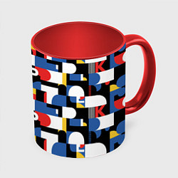 Кружка 3D Геометрия букв, цвет: 3D-белый + красный