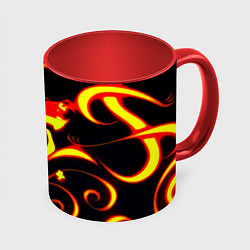 Кружка 3D Doom dragon steel fire, цвет: 3D-белый + красный