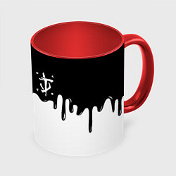 Кружка 3D Doom logo жидкие краски, цвет: 3D-белый + красный