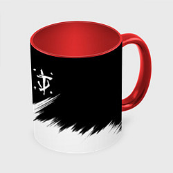 Кружка 3D Doom краски черно белый, цвет: 3D-белый + красный