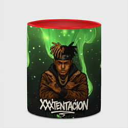 Кружка 3D XXXTentacion на фоне зеленой краски, цвет: 3D-белый + красный — фото 2