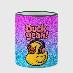 Кружка 3D Duck yeah - утка в наушниках, цвет: 3D-зеленый кант — фото 2