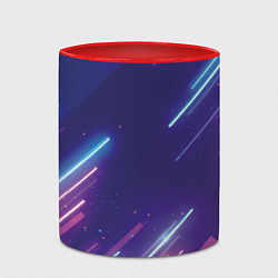 Кружка 3D Абстракция бело синие красные полосы, цвет: 3D-белый + красный — фото 2