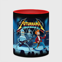 Кружка 3D Rock group Futurama - ai art fantasy, цвет: 3D-белый + красный — фото 2