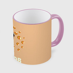 Кружка 3D Мем скебоб и смайлики, цвет: 3D-розовый кант