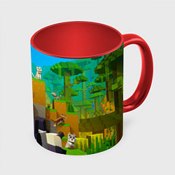 Кружка 3D Майнкрафт - панды, цвет: 3D-белый + красный