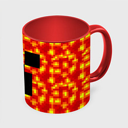 Кружка 3D Лавовый крипер, цвет: 3D-белый + красный