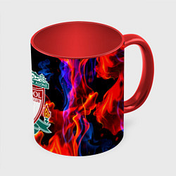 Кружка 3D Liverpool огненный стиль текстура, цвет: 3D-белый + красный