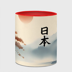 Кружка 3D Минималистичный Японский пейзаж, цвет: 3D-белый + красный — фото 2
