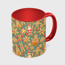 Кружка 3D Имбирные пряники, цвет: 3D-белый + красный