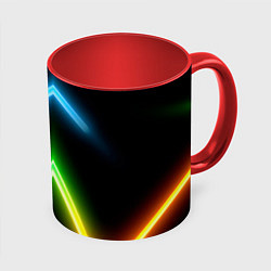 Кружка 3D Neon multicolored lines, цвет: 3D-белый + красный