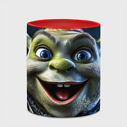 Кружка 3D Крупное лицо Шрека, цвет: 3D-белый + красный — фото 2