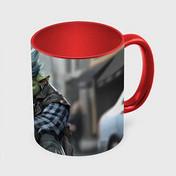 Кружка 3D Шрек панк с цепочкой, цвет: 3D-белый + красный