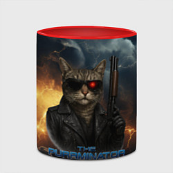 Кружка 3D The purrminator кот терминатор, цвет: 3D-белый + красный — фото 2